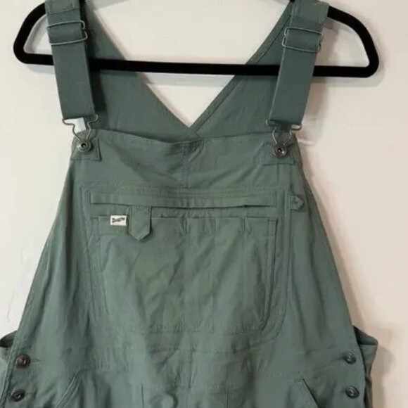 Duluth Trading Co Women's Heirloom Gardening Short Overalls Teal Stretch M - Picture 3 of 4